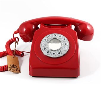 GPO 746 PUSH Rouge - Téléphone fixe rétro bouton poussoir - 1
