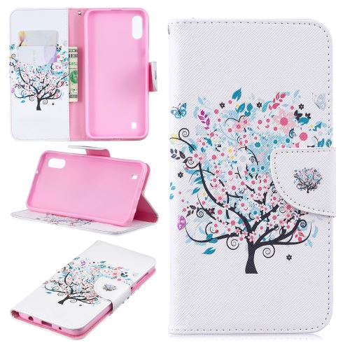 Etui en PU impression de motifs arbre fleuri pour votre Samsung Galaxy M10