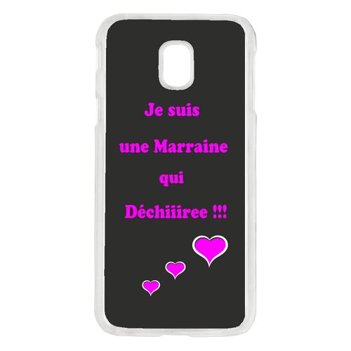 Coque Marraine Rose Et Noir Compatible Galaxy J7 2017 Transparent
