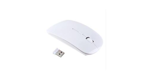 Souris pour MAC USB Sans Fil Ultra Plate Universelle Capteur Optique 3 Boutons Ordinateur (BLANC)
