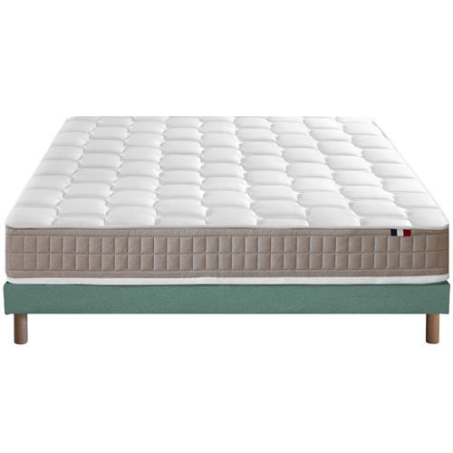 Ensemble matelas 100% latex5 zones sommier vert 140x190