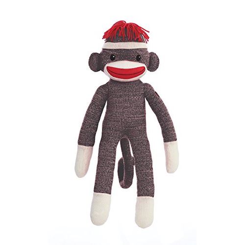 Plushland Adorable Brown Sock Monkey, The Original Traditional Hand Knitted Stuffed Animal Toy gift-for Kids, Babies, Teens, girls and Boys Baby Doll Present Puppet 20 Inches