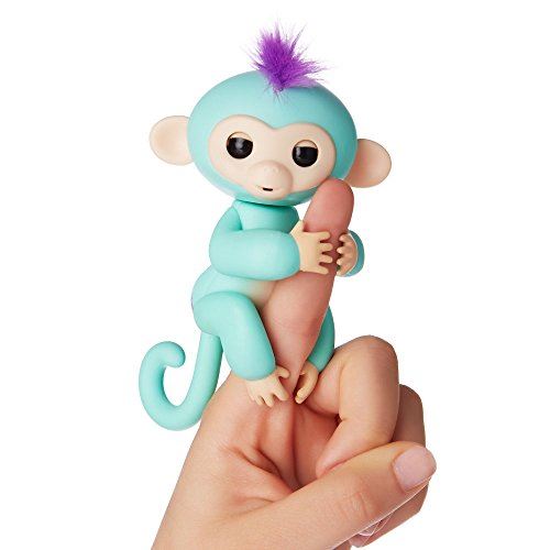 WowWee Fingerlings - Interactive Baby Monkey - Zoe (Turquoise with Purple Hair)