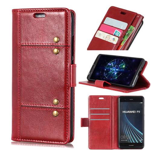Etui en PU rivet rouge pour votre Huawei Honor 10 Lite/P Smart (2019)