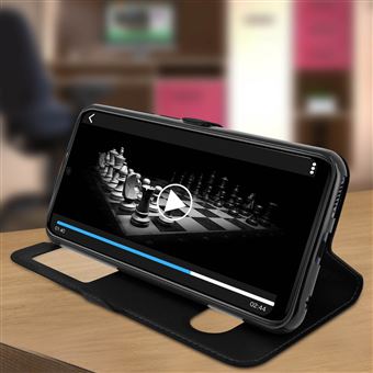 Housse Étui Wiko View 4 / 4 Lite - Coque Intégrale Double Fenêtre Avec Support - Noir, Neuf