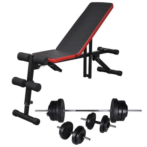vidaXL Banc d'entraînement réglable avec jeu d'haltères 60,5 kg