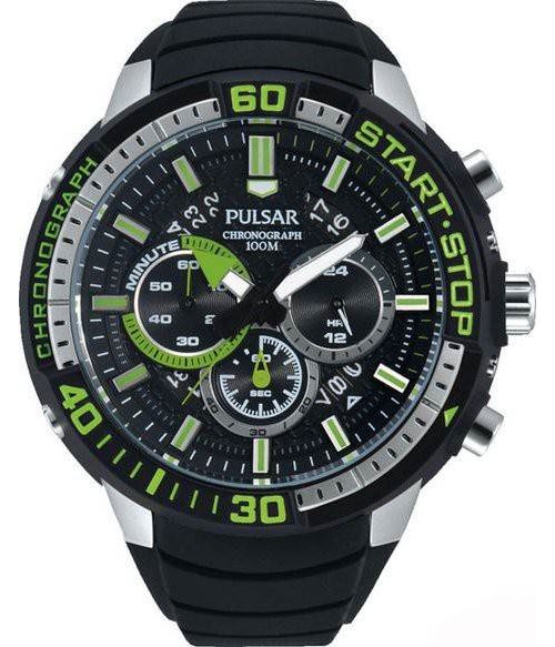 Montre Homme Pulsar PT3553X1 Noire et Détails vert
