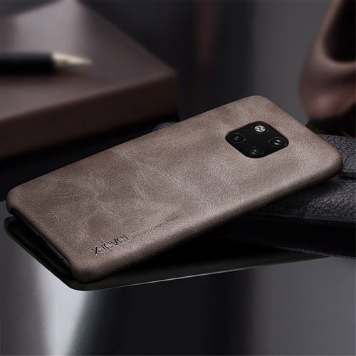 Etui en PU enduit rigide café pour votre Huawei Mate 20 Pro