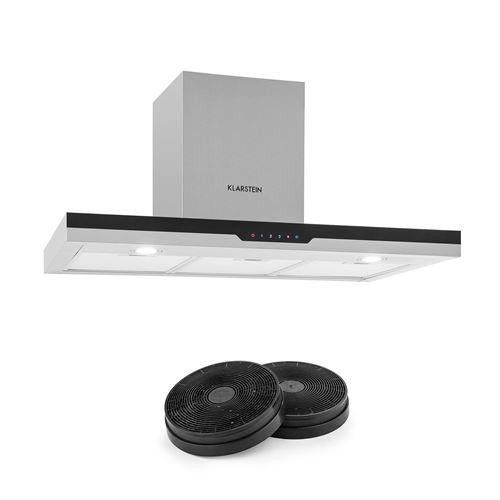 Klarstein Finessa Hotte aspirante murale 90cm + 2 filtres recyclage d'air 635 m³/h classe A - gris