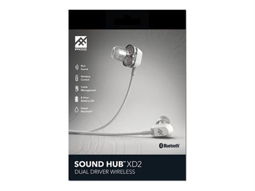 ifrogz Sound Hub XD2 - In-ear hoofdtelefoons met micro - inwendig - Bluetooth - draadloos - wit