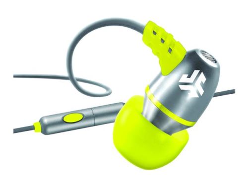 JLab Audio METAL - In-ear hoofdtelefoons met micro - inwendig - met bekabeling - 3,5 mm-stekker - grijs/geel