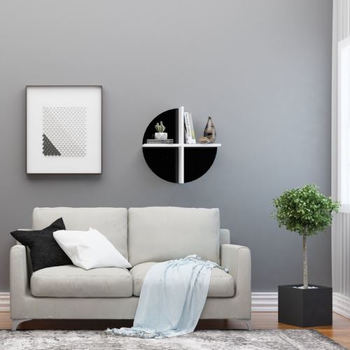 Homemania Étagère Moderne - Maui - Noir, blanc - 60 x 18 x 60 cm
