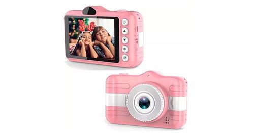 Appareil photo numérique rose 3. 5 pouces 12mp 1080p avec carte sd 32g pour enfants