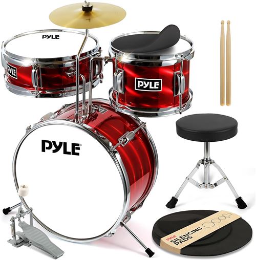 Kit de Batterie Musique pour débutant - Pyle - Rouge