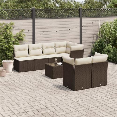 VIDAXL - Salon de jardin modulable - Rotin - Marron - 8 pièces - Image 2