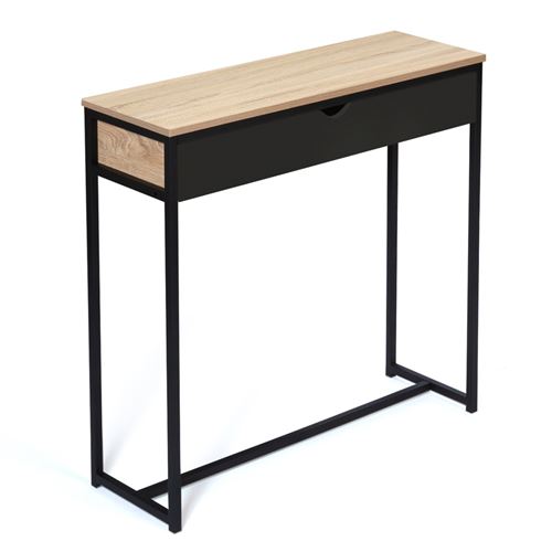 Id Market Noir Console 1 Tiroir Boston Design Industriel - Image 3