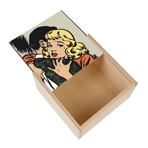Boite Coffret en Bois - Fabulous - Bandes Dessinees Pop Art Couple (11 x 11 x 3,5 cm)