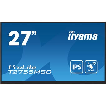 iiyama ProLite T2755MSC-B1 - Écran LED - 27" - écran tactile - 1920 x 1080 Full HD (1080p) @ 60 Hz - IPS - 400 cd/m² - 1000:1 - 5 ms - HDMI, DisplayPort - haut-parleurs - noir, mat