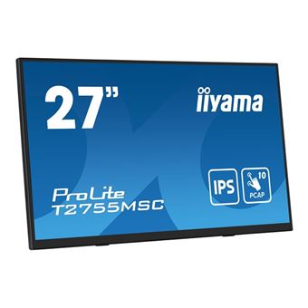 iiyama ProLite T2755MSC-B1 - Écran LED - 27" - écran tactile - 1920 x 1080 Full HD (1080p) @ 60 Hz - IPS - 400 cd/m² - 1000:1 - 5 ms - HDMI, DisplayPort - haut-parleurs - noir, mat
