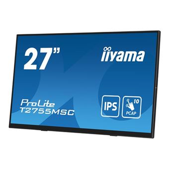 iiyama ProLite T2755MSC-B1 - Écran LED - 27" - écran tactile - 1920 x 1080 Full HD (1080p) @ 60 Hz - IPS - 400 cd/m² - 1000:1 - 5 ms - HDMI, DisplayPort - haut-parleurs - noir, mat