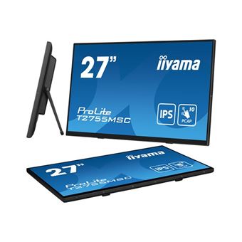 iiyama ProLite T2755MSC-B1 - Écran LED - 27" - écran tactile - 1920 x 1080 Full HD (1080p) @ 60 Hz - IPS - 400 cd/m² - 1000:1 - 5 ms - HDMI, DisplayPort - haut-parleurs - noir, mat