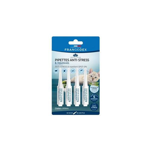 4 Pipettes Anti-Stress et Répulsives pour chatons . - Francodex - FR-175300