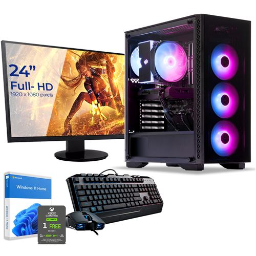 Sedatech Pack PC Gamer Expert • Intel i7-12700KF • Geforce RTX3060 • 16Go RAM • 1To SSD M.2 • Wifi • BT • Windows 11 • Unité centrale • Moniteur 24