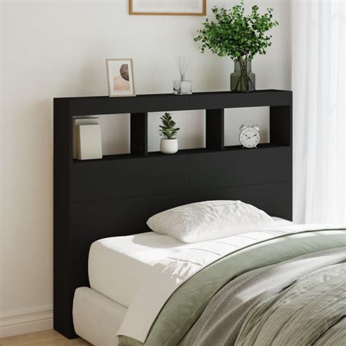 vidaXL Armoire tête de lit avec LED noir 120x17x102 cm839190