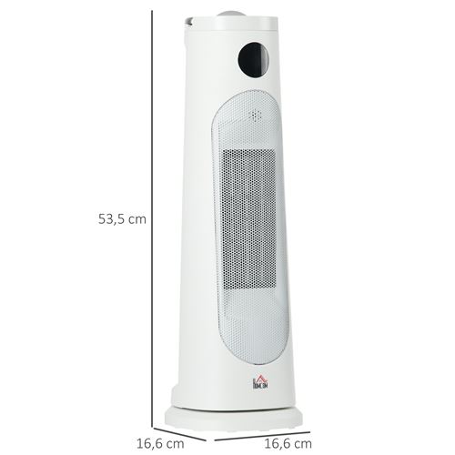 HOMCOM Chauffage d'appoint électrique colonne avec télécommande et timer - chauffage  soufflant 1000-2000W - panneau LED - plastique noir blanc pas cher 