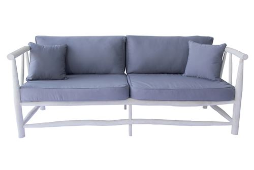 Fauteuil 3 personnes en teck naturel avec coussin tika - Naturel