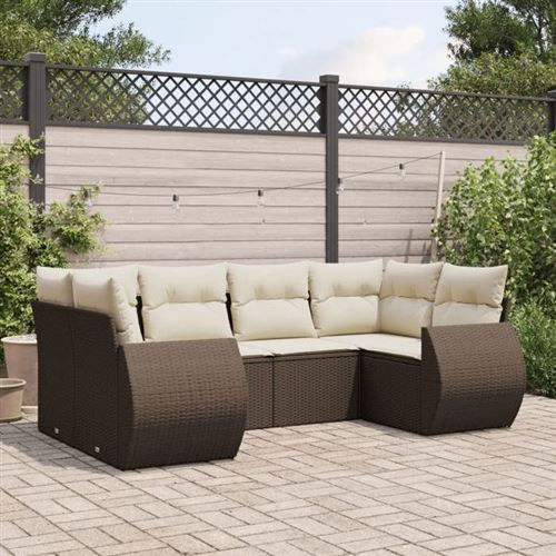Vidaxl - Set Divano Da Giardino 6 Pz Con Cuscini Marrone In Polyrattan
