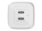 Belkin BoostCharge Pro GaN - Adaptateur secteur - Technologie PPS et GaN - 45 Watt - Fast Charge, PD 3.0 - 2 connecteurs de sortie (2 x USB-C) - blanc