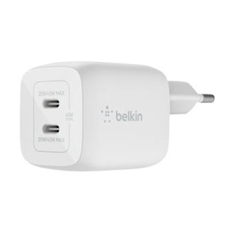 Belkin BoostCharge Pro GaN - Adaptateur secteur - Technologie PPS et GaN - 45 Watt - Fast Charge, PD 3.0 - 2 connecteurs de sortie (2 x USB-C) - blanc