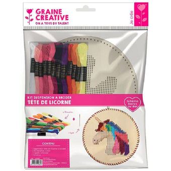 Kit Graine Créative suspension bois à broder licorne