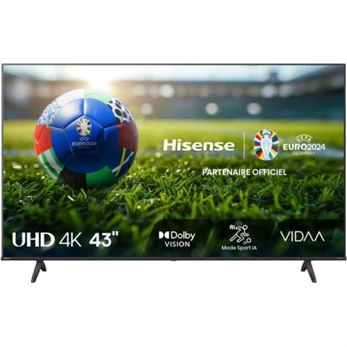 Hisense 43A6N Classe de diagonale 43 A6N Series TV LCD rétro éclairée par LED Smart TV VIDAA 4K UHD (2160p) 3840 x 2160 HDR Direct LED noir