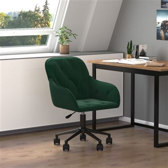 vidaXL Chaise pivotante de bureau Vert foncé Velours344869 - 1