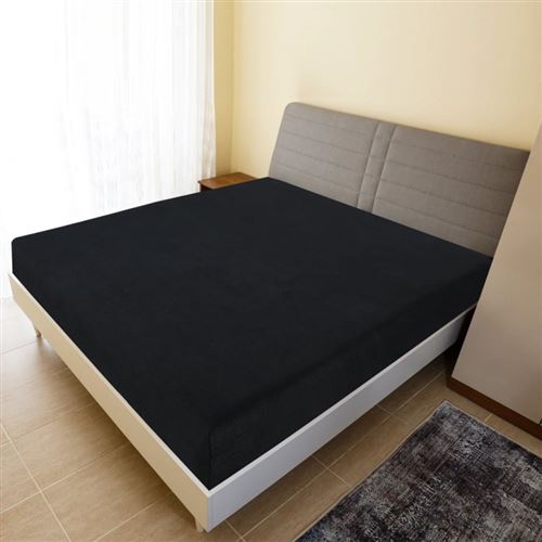 vidaXL Draps-housses Jersey 2 pcs Noir 160x200 cm Coton