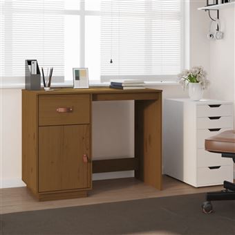 vidaXL Bureau Marron miel 95x50x75 cm Bois massif de pin - 1