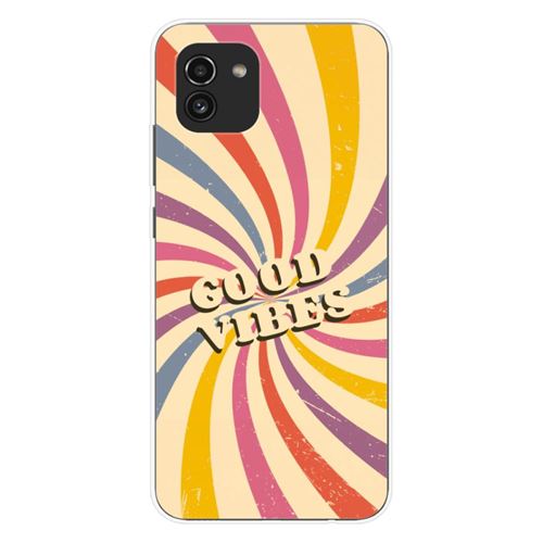 Coque en silicone imprimée compatible Samsung Galaxy A03 Good vibes