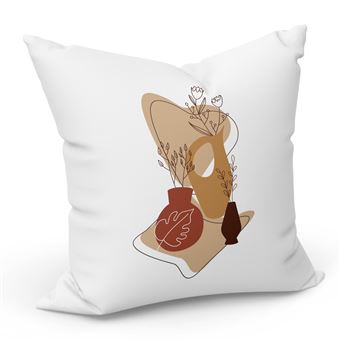 Fabulous Coussin Blanc Line art poterie Simple [40x40 cm] - 1