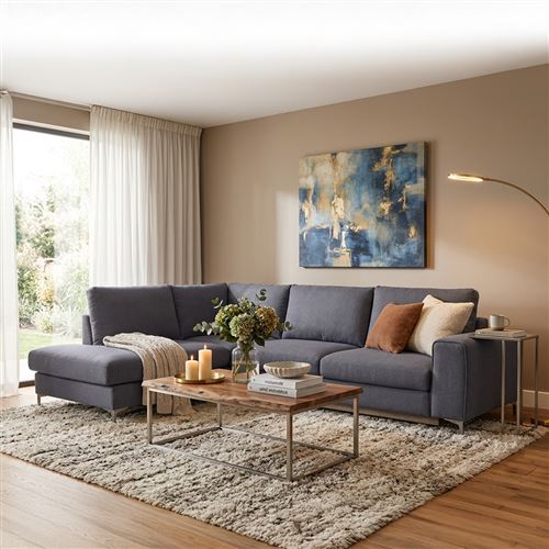 Canap&eacute; Tissu Angle Gauche Bleu Fiesole 3 Places - Bleu