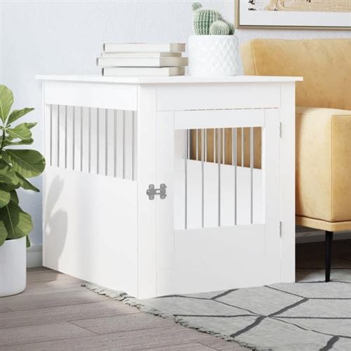 Comparer les prix de vidaXL Meuble de cage pour chiens blanc 64,5x80x71cm bois d'ingénierie