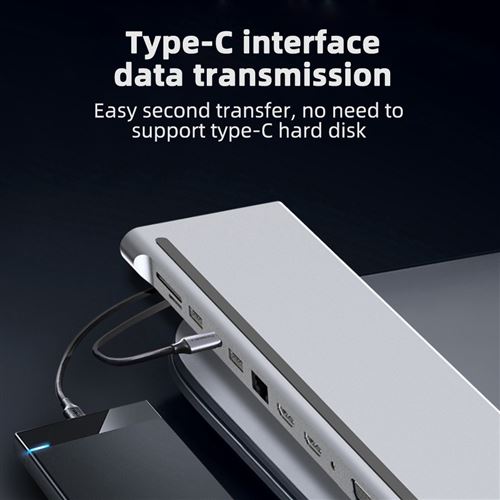 Acer Adaptateur Multiport USB Type-C, Hub 12 en 1, Argent