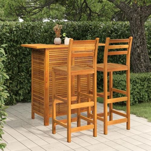 Non Communiqué Marron Vidaxl Ensemble De Bar De Jardin 3 Pcs Bois D'acacia Solide