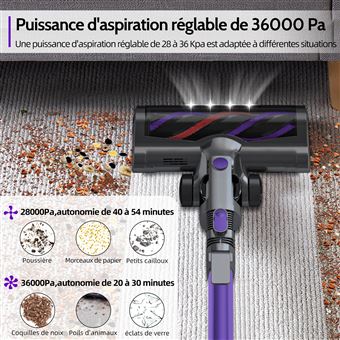 Aspirateur à Main Sans Fil 30000 Pa - Puissant, Léger (370 G) - Pour Voiture, Maison, Poils D'animaux - Fonction Soufflerie Et Gonflage - Autonomie 30 Min
