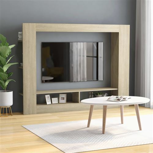 vidaXL Meuble TV chêne sonoma 152x22x113cm bois d'ingénierie