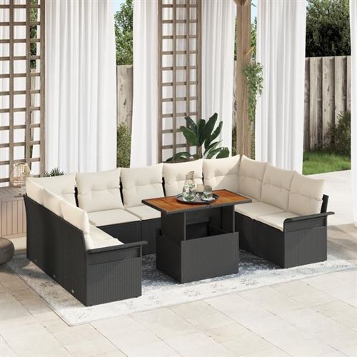 vidaXL Garten-Sofa-Set 10 stk. Schwarz und Creme