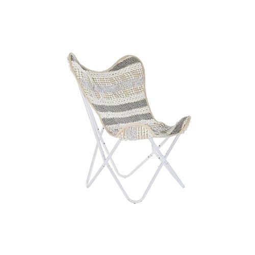 Chaise de jardin DKD Home Decor Gris Coton Blanc Fer 74 x 65 x 90 cm