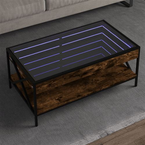vidaXL Table basse avec LED Infinity chêne fumé 90x50x38 cm