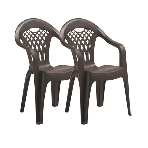 Lot de 2 chaises de jardin empilables en résine coloris Marron - Longueur 58 x Profondeur 54 x Hauteur 86 cm - PEGANE -